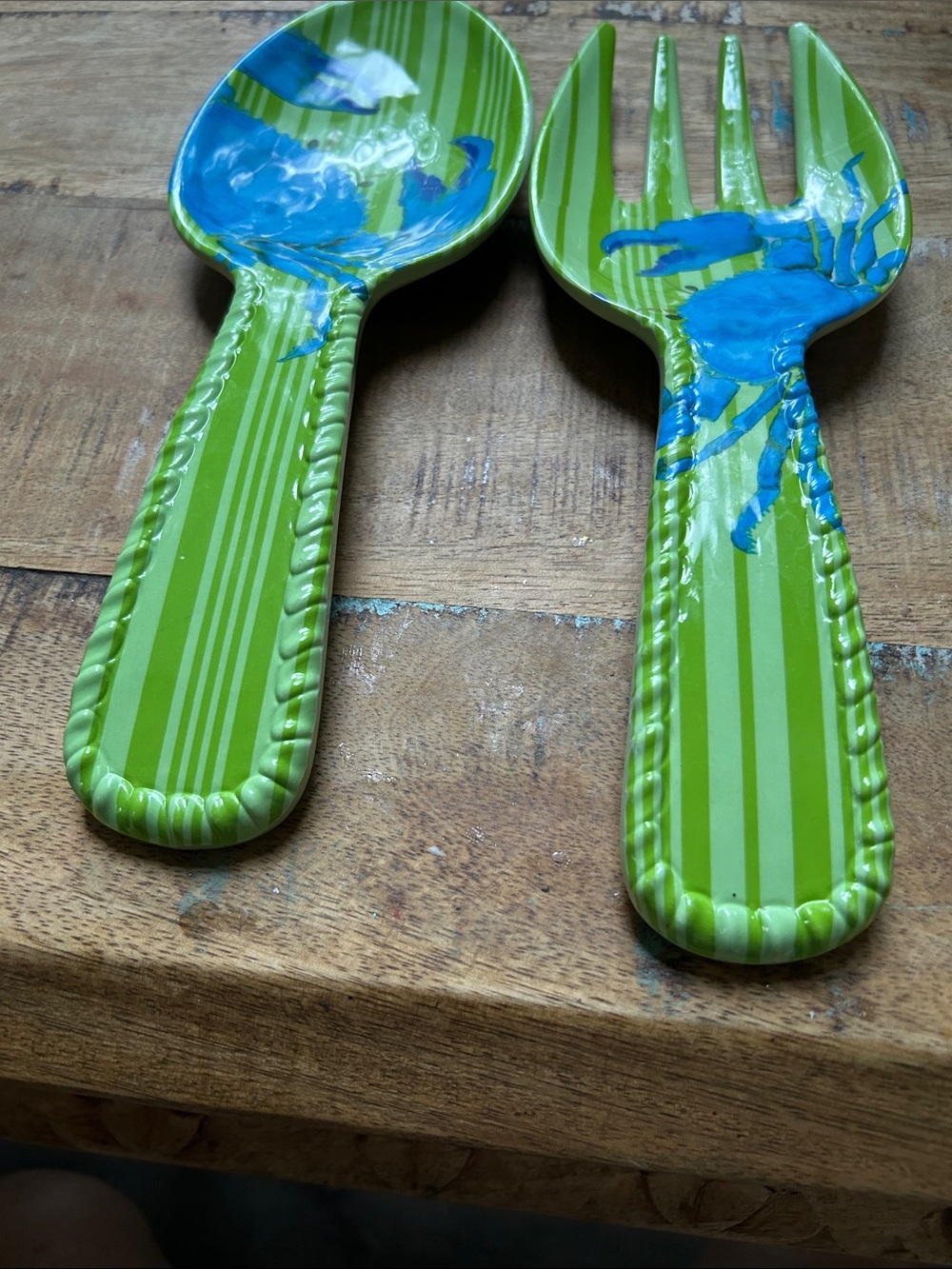 Tommy Bahama Light Green Ceramic Salad Servers